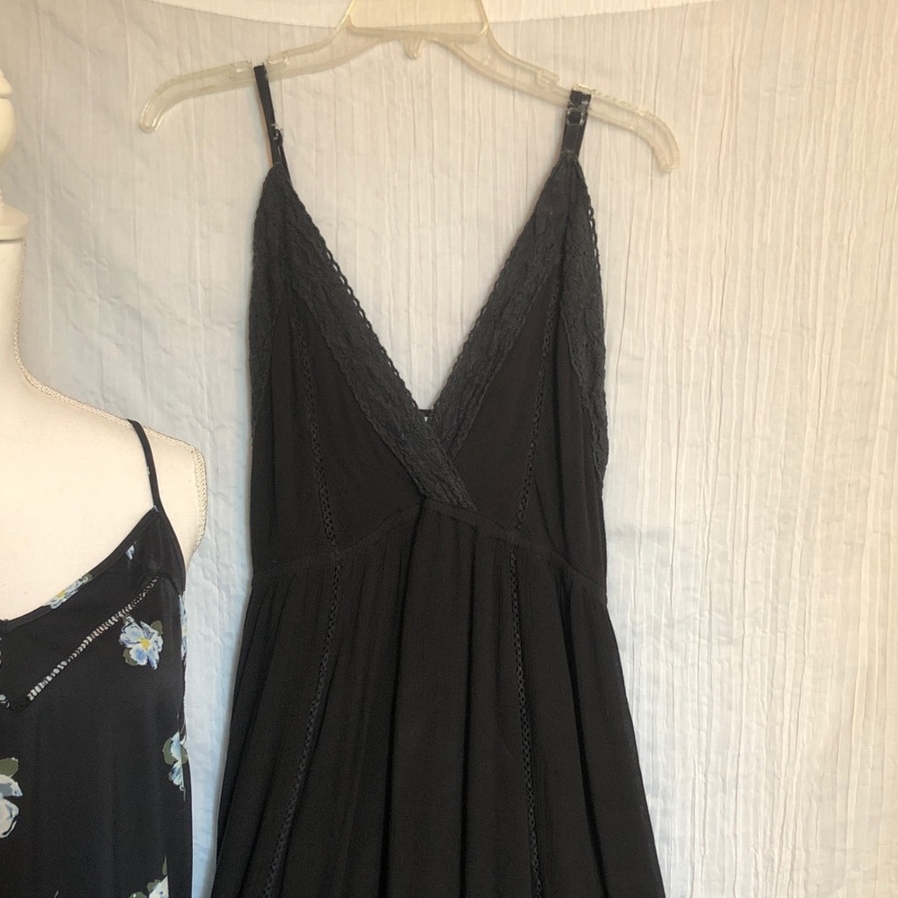 MOSSIMO & YOUNG USA size L black crinkle & floral maxi sun summer dresses - Picture 3 of 15